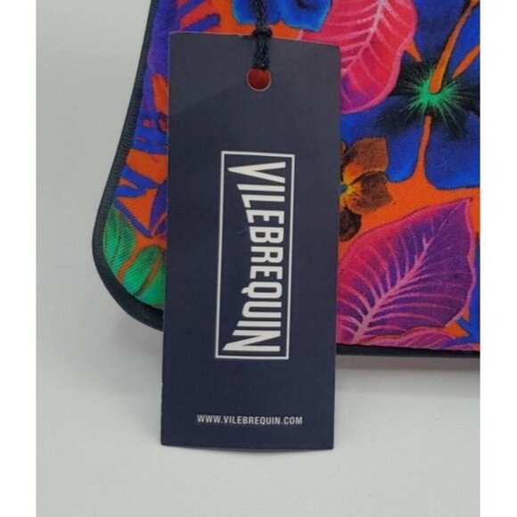 VILEBREQUIN Pink Blue Multicolored Hibiscus Floral Beach Pouch Clutch MEDIUM NWT - Picture 6 of 13
